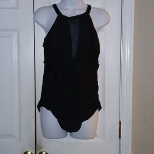 Tempt Me black one piece swimsuit swimwear bathing suit Sz L NWT